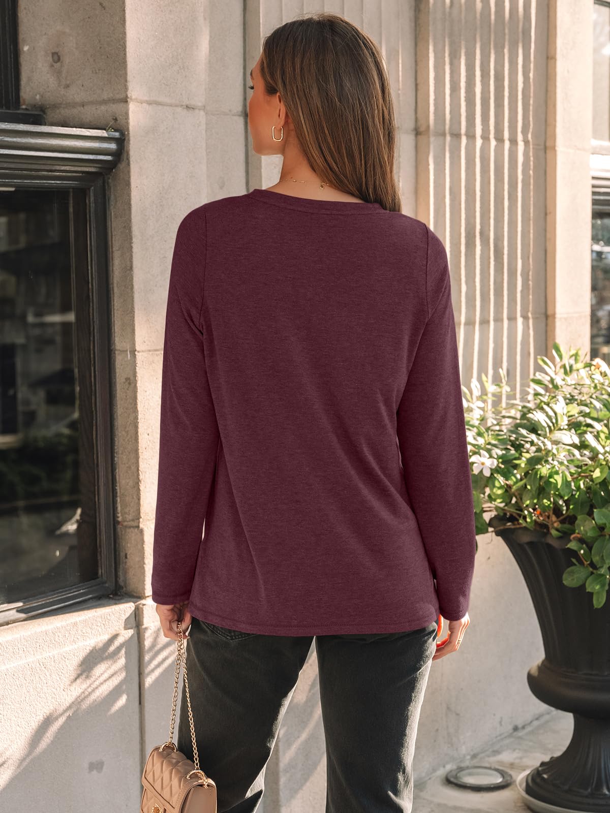 AUTOMET Women's Long Sleeve Shirts - Basic Business Casual Tops for Work | 2025 Fall Fashion Outfits | Perfect for Office Wear, Professional Meetings & Smart Casual Occasions