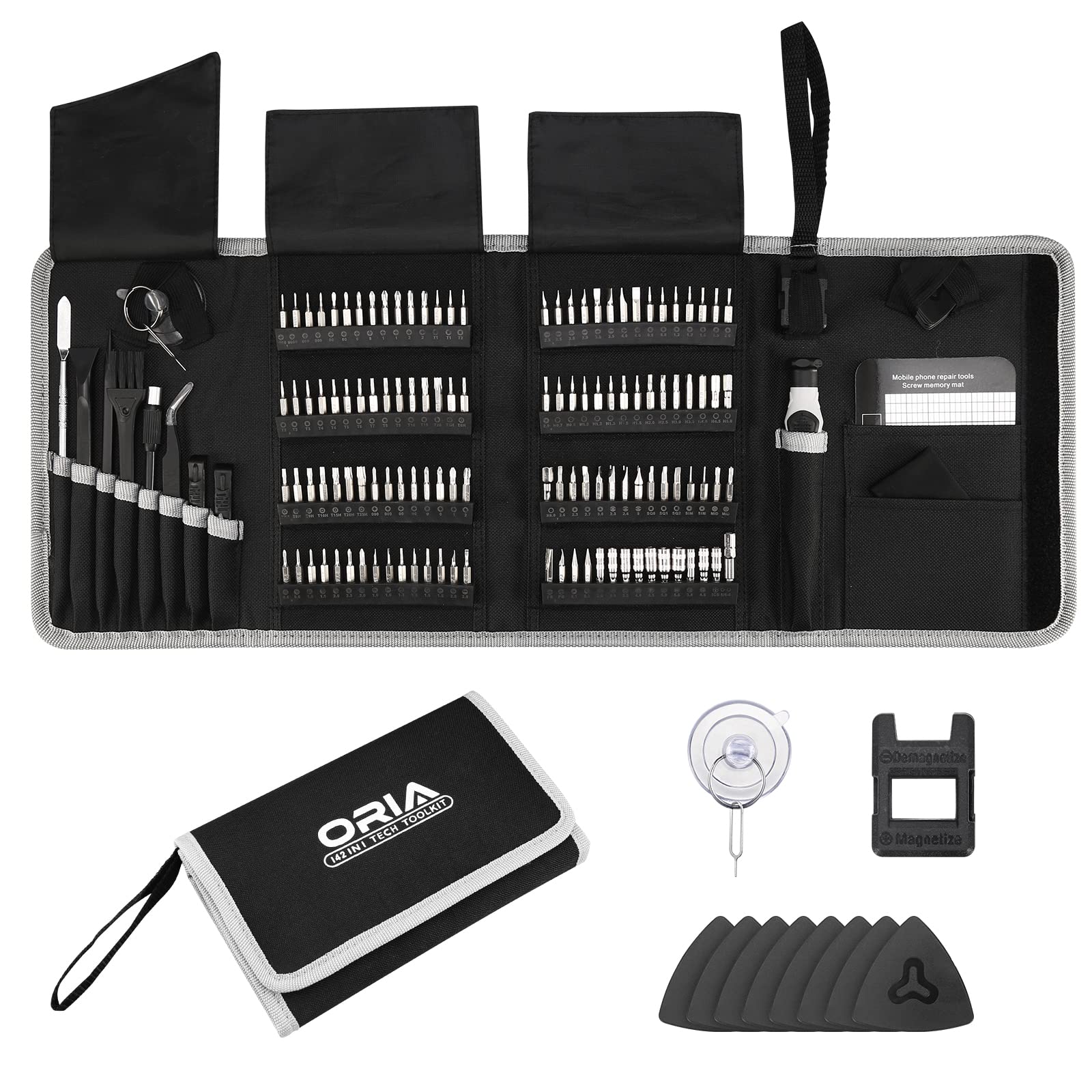 Precision Screwdriver Set AMIR - 142 Piece Magnetic Repair Tool Kit with 120 Bits for Electronics, iPhone, MacBook, Laptop, PC, Watches & Small Appliances | Ideal for DIY Repairs, Phone Fixing & Computer Maintenance (Black)