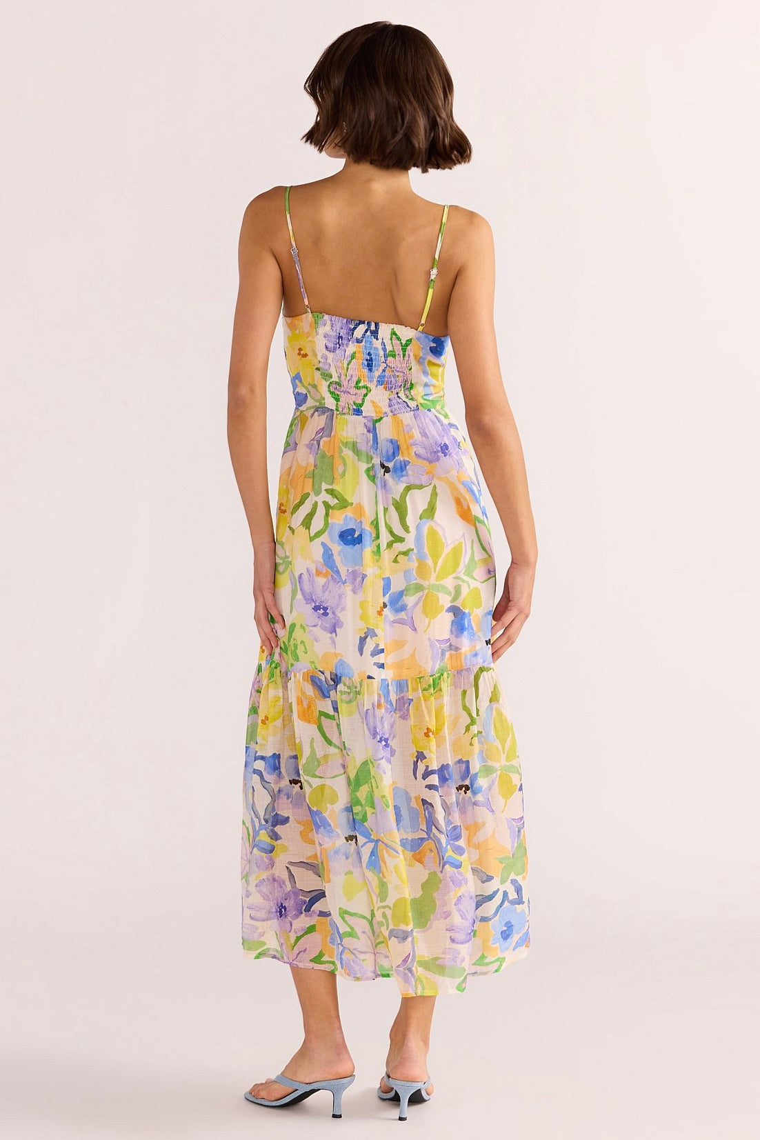 Fable Painterly Floral Tie Midi Dress - Elegant Floral Print Summer Dress for Women, Perfect for Weddings, Garden Parties & Date Nights