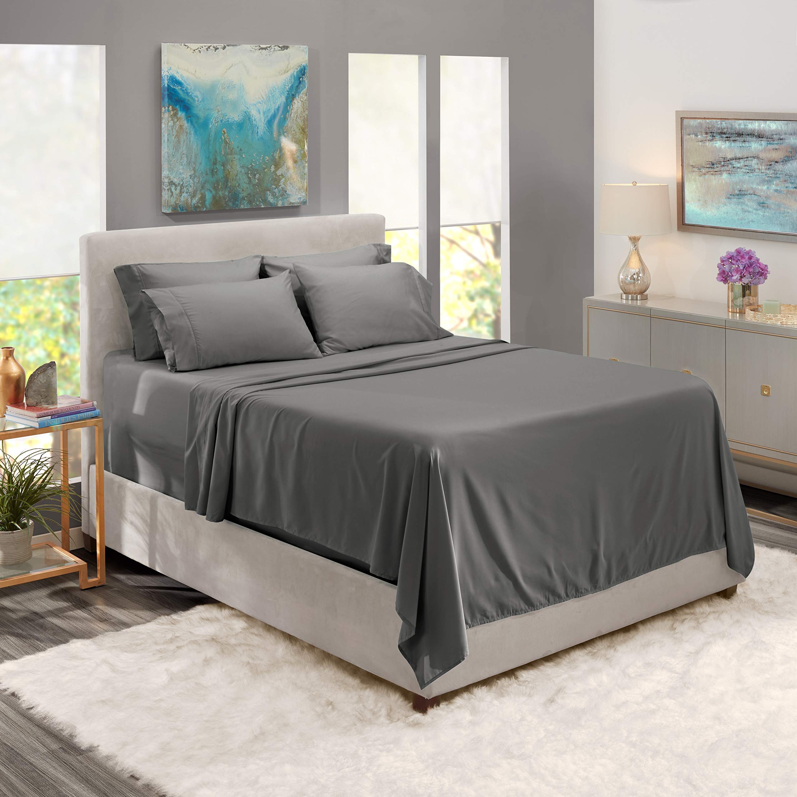 Premium 6-Piece Full XL Sheet Set - 100% Cotton 800 Thread Count Ultra Soft Bedding with Deep 24