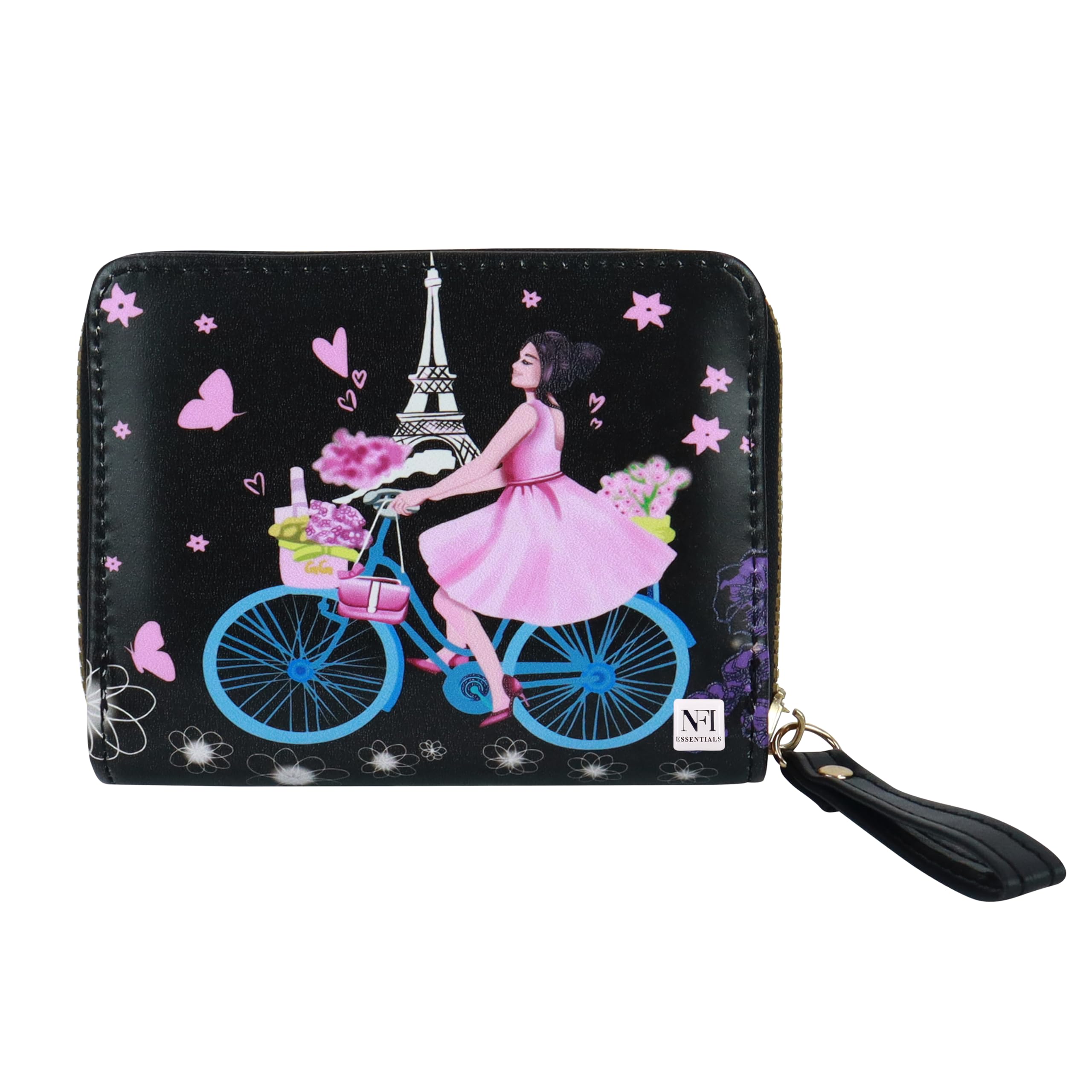NFI Essentials Small Wallet for Women - PU Leather Mini Clutch with Zipper, Printed Credit Card & Coin Holder | Perfect for Everyday Use, Travel, and Gift Giving