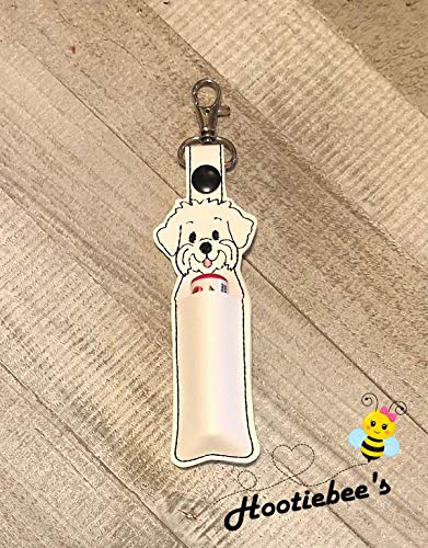 Maltese Puppy Hand Sanitizer Holder & Lip Balm Carrier - Cute Dog Design for Purse, Backpack, Keychain - Perfect for School, Office, Travel, and Daily Use