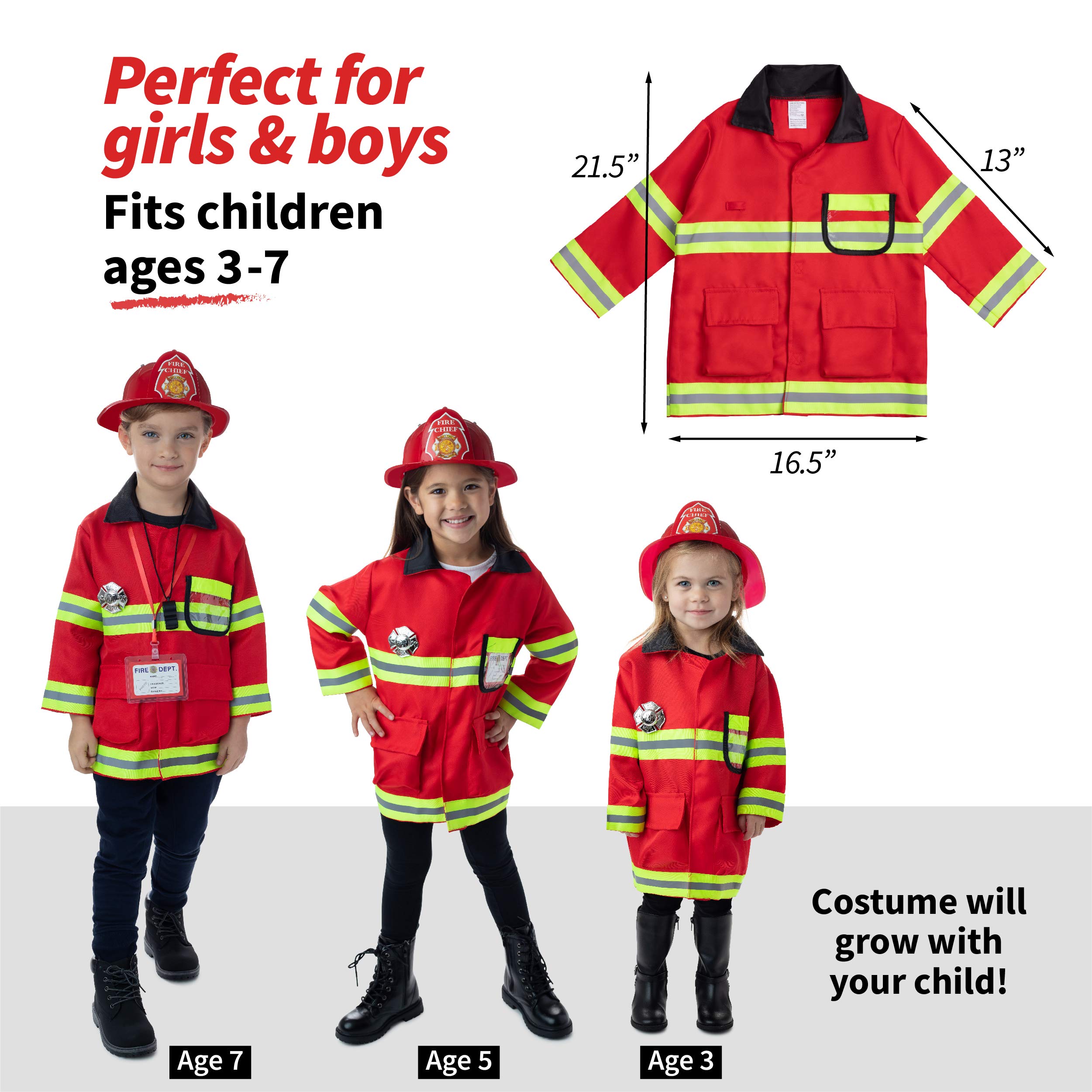 Born Toys 3-in-1 Kids Dress Up Costume Set - Pirate, Ninja, Astronaut & Fireman Costumes for Boys & Girls Ages 3-7 | Halloween, Birthday Party & Pretend Play Outfits