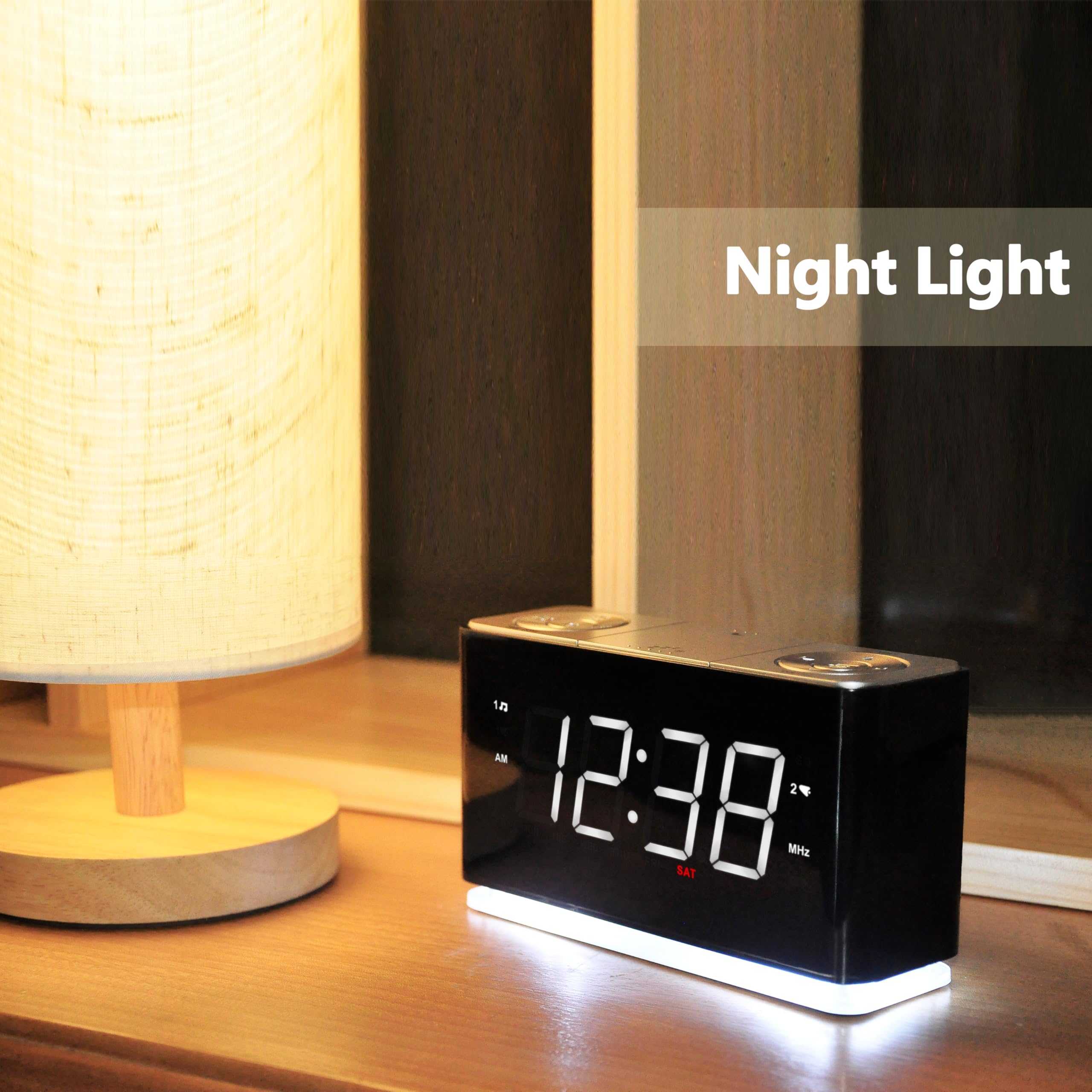 iTOMA Smart Alarm Clock Radio with APP Control - Large LED Display, FM Radio, Dual Alarms, 2 USB Charging Ports, Night Light, Auto/Manual Dimmer, Snooze & Sleep Timer - Perfect for Bedroom, Office, Travel (Model 507)