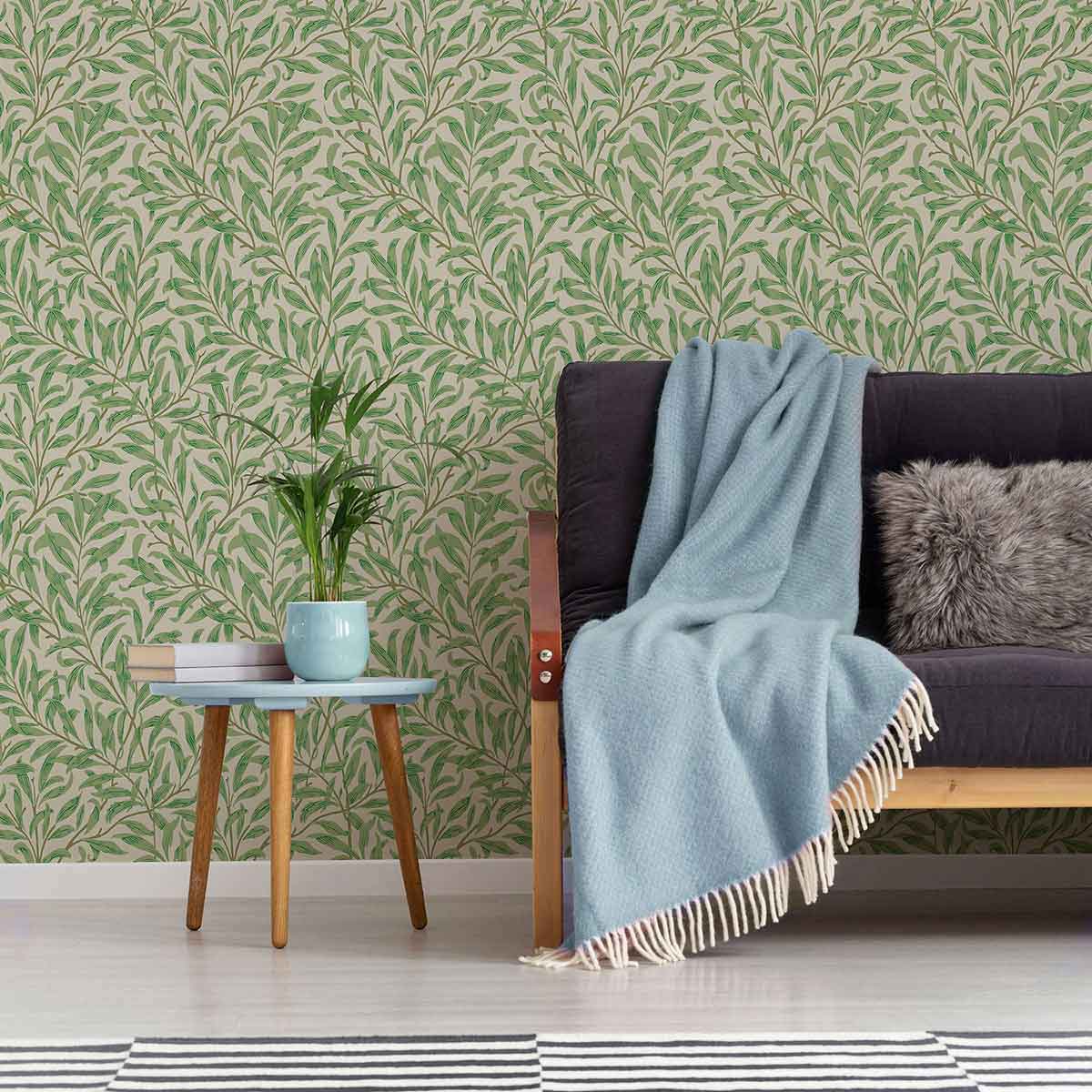Green Leaf Peel and Stick Removable Wallpaper 8824 - Self-Adhesive Decorative Vinyl for Bedroom, Living Room, and Office Walls - Easy to Apply & Remove