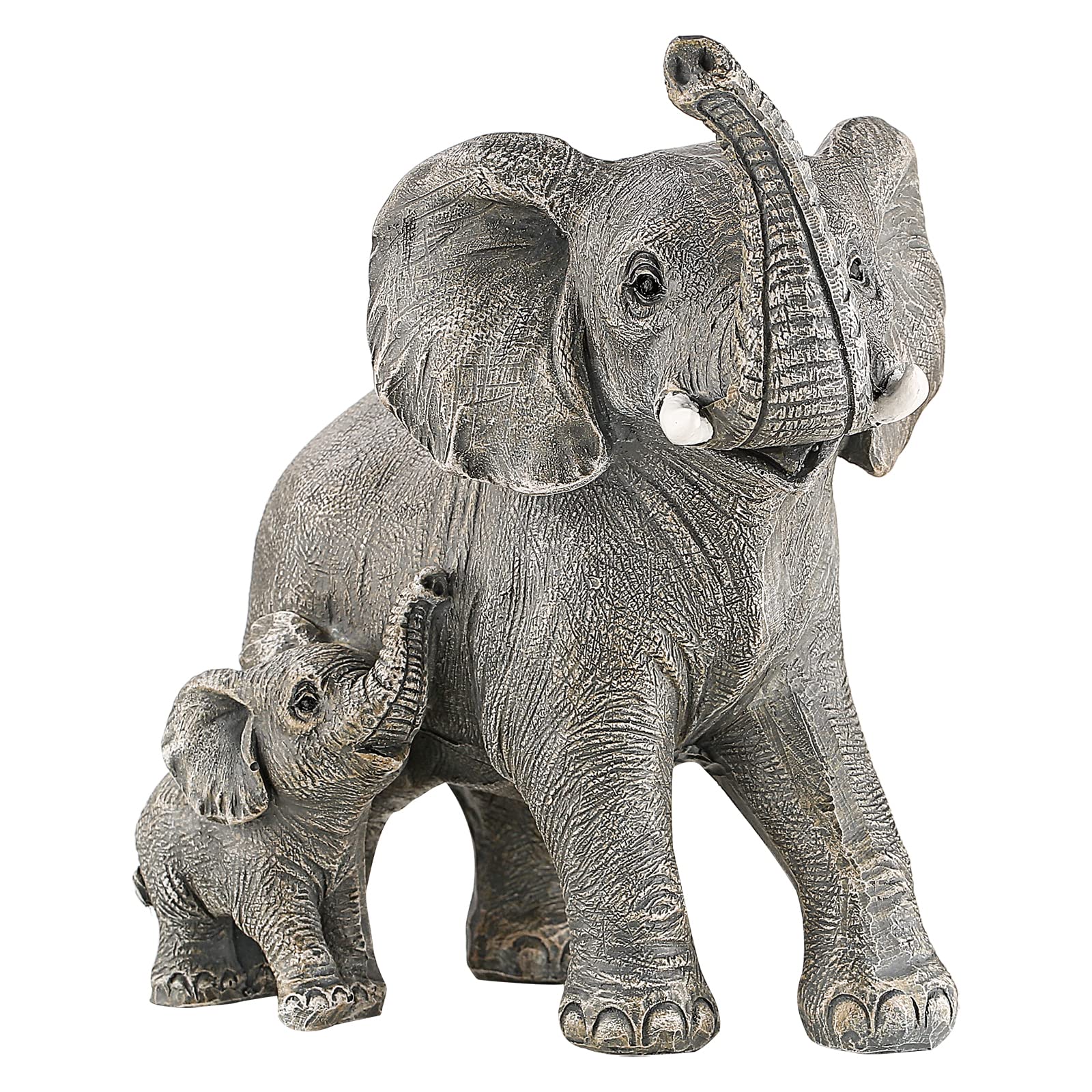 Elephant Statue Home Decor - Handcrafted Elephant Figurine for Mom, Women, Office & Living Room - Perfect for Bookshelf, TV Stand, Table & Shelf Decoration - Elegant Grey Elephant Sculpture for Gifting & Interior Design