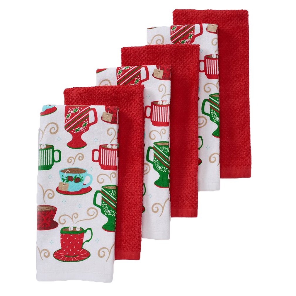 The Big One Christmas Coffee Mug Set - 6-Pack Holiday Kitchen Towels for Festive Decor & Gifting | Perfect for Holiday Parties, Home Decor & Cozy Winter Mornings