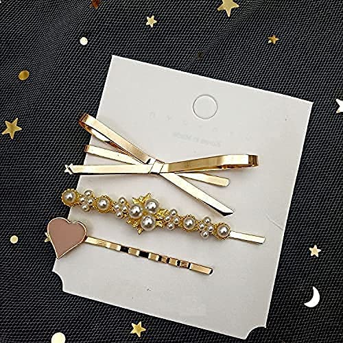 BOTIST Geometric Hollow Metal Hair Clips for Women - Korean Style Barrettes with Pearl Accents (3-Pack) | Perfect for Updos, Braids & Everyday Hairstyles