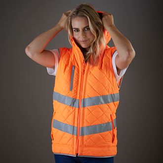 High Visibility Kensington Hooded Gilet - Reflective Safety Vest for Outdoor Work, Cycling & Running - ANSI Certified for Construction & Road Workers