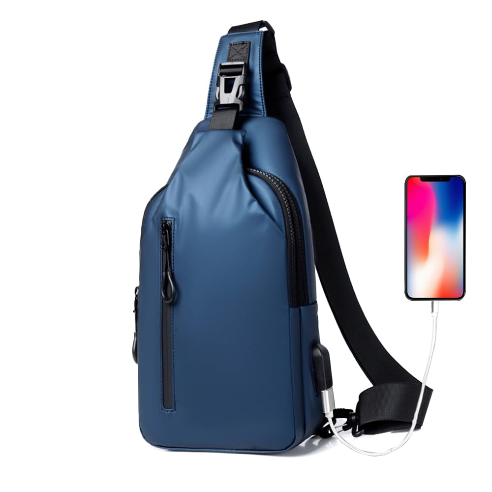 Lightweight Waterproof Crossbody Sling Bag for Men & Women - Compact Chest Shoulder Backpack (Blue) | Perfect for Travel, Hiking, Gym & Everyday Use