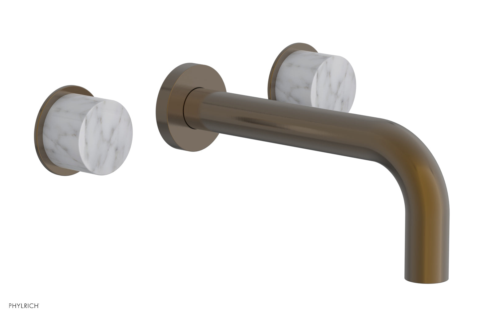 BASIC II Wall Tub Faucet Set with White Marble Handles - 230 58 - Modern Bathroom Sink Faucet for Bathroom Vanity, Powder Room & Guest Bath Installation