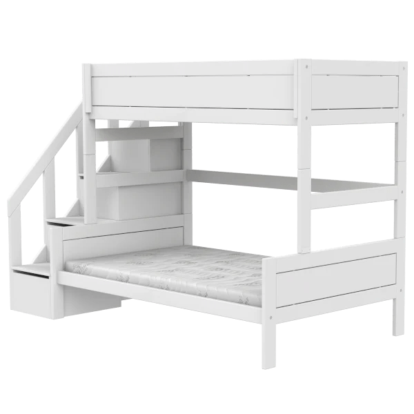 Sturdy Family Bunk Bed with Staircase - 90x200cm & 120x200cm Sizes - Perfect for Kids' Bedrooms, Guest Rooms & Small Spaces