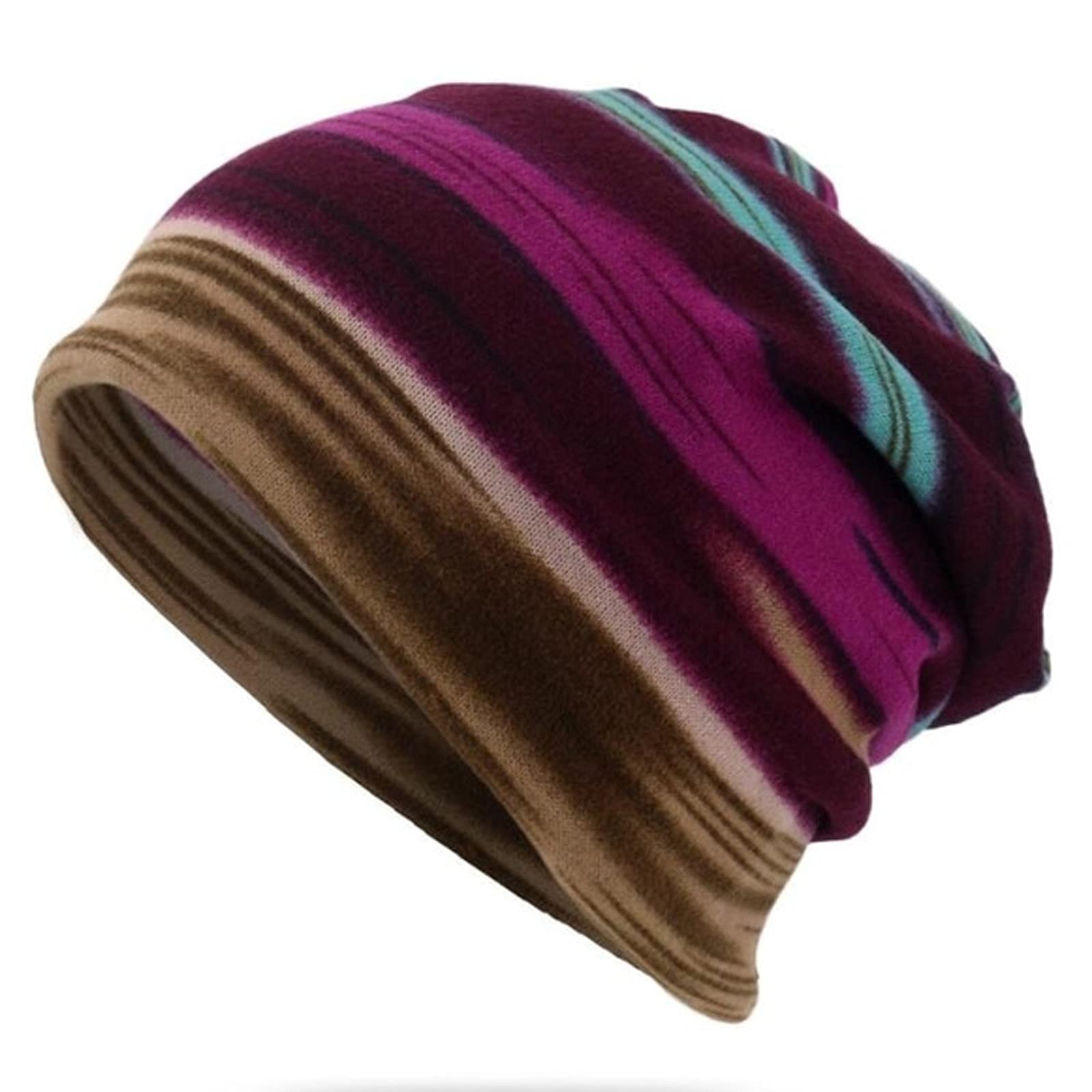 Yliquor Unisex Knitted Beanie Hat - Soft Warm Wool Slouchy Skull Cap for Men & Women - Winter Casual Striped Baggy Hat | Perfect for Outdoor Activities, Skiing, Snowboarding & Cold Weather Fashion