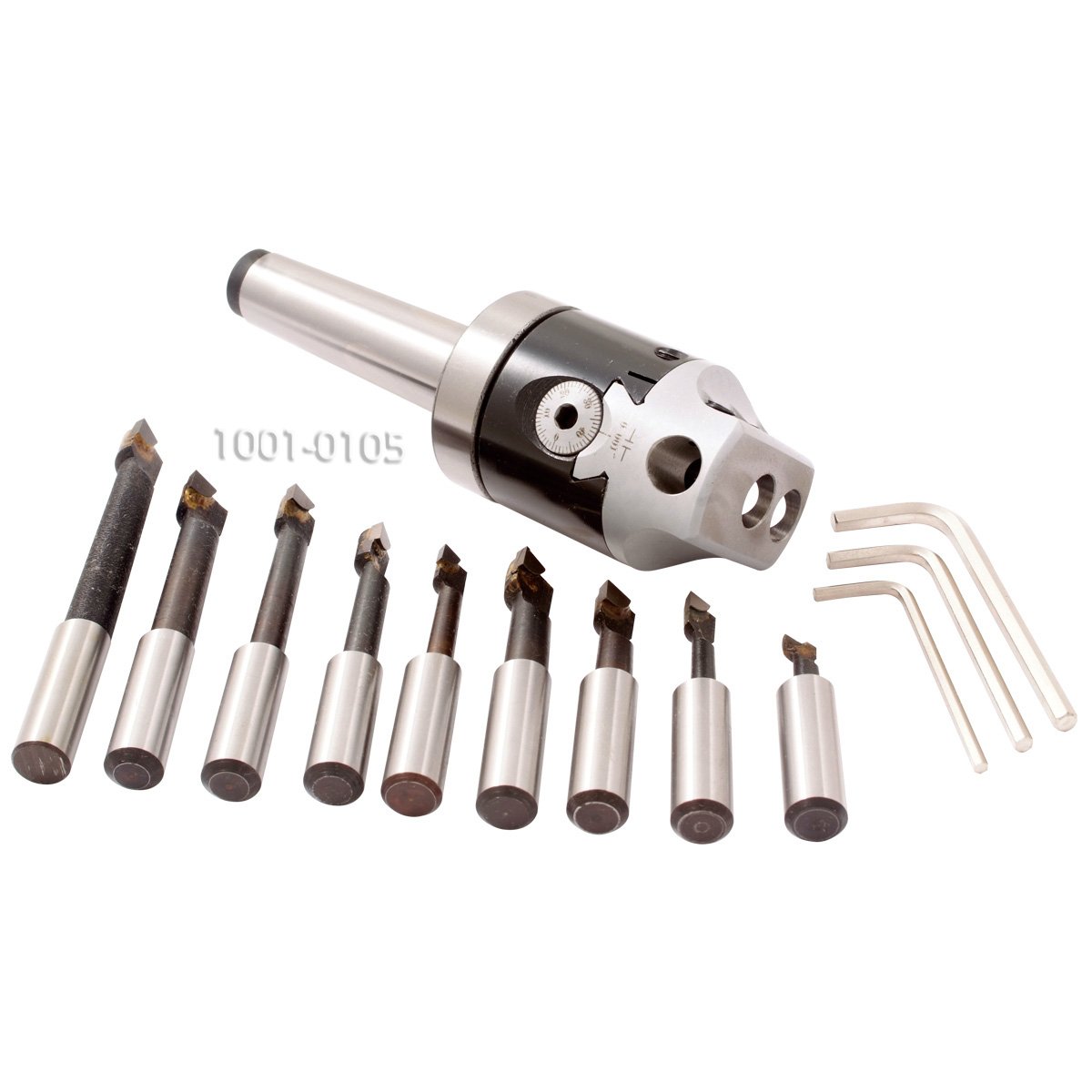 HHIP 1001-0105 3 Piece Boring Tool Set - 2 Inch Head, MT3 Taper, 1/2 Inch Shank for Precision Metalworking & Woodworking | Ideal for Lathe Operations, Drilling & Milling Applications