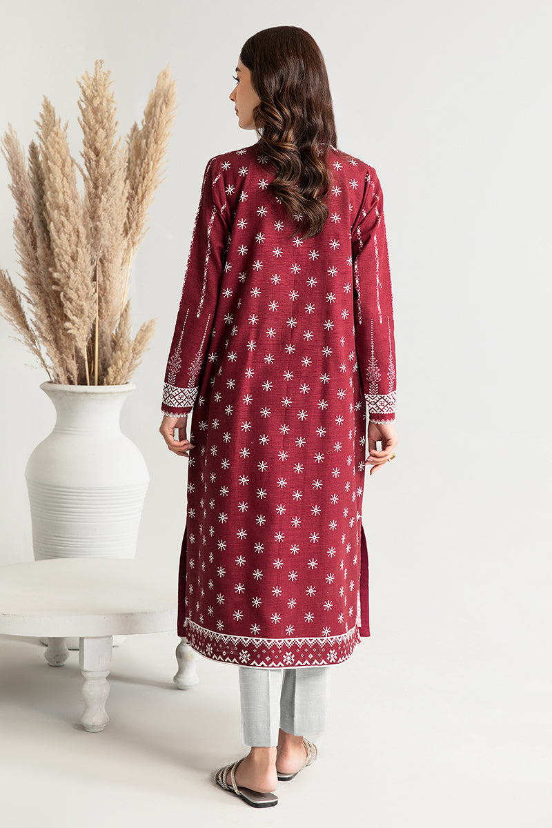 Luxury Maroon 2-Piece Printed Khaddar Suit for Women | Traditional Pakistani Outfit | Elegant Party Wear & Wedding Guest Dress