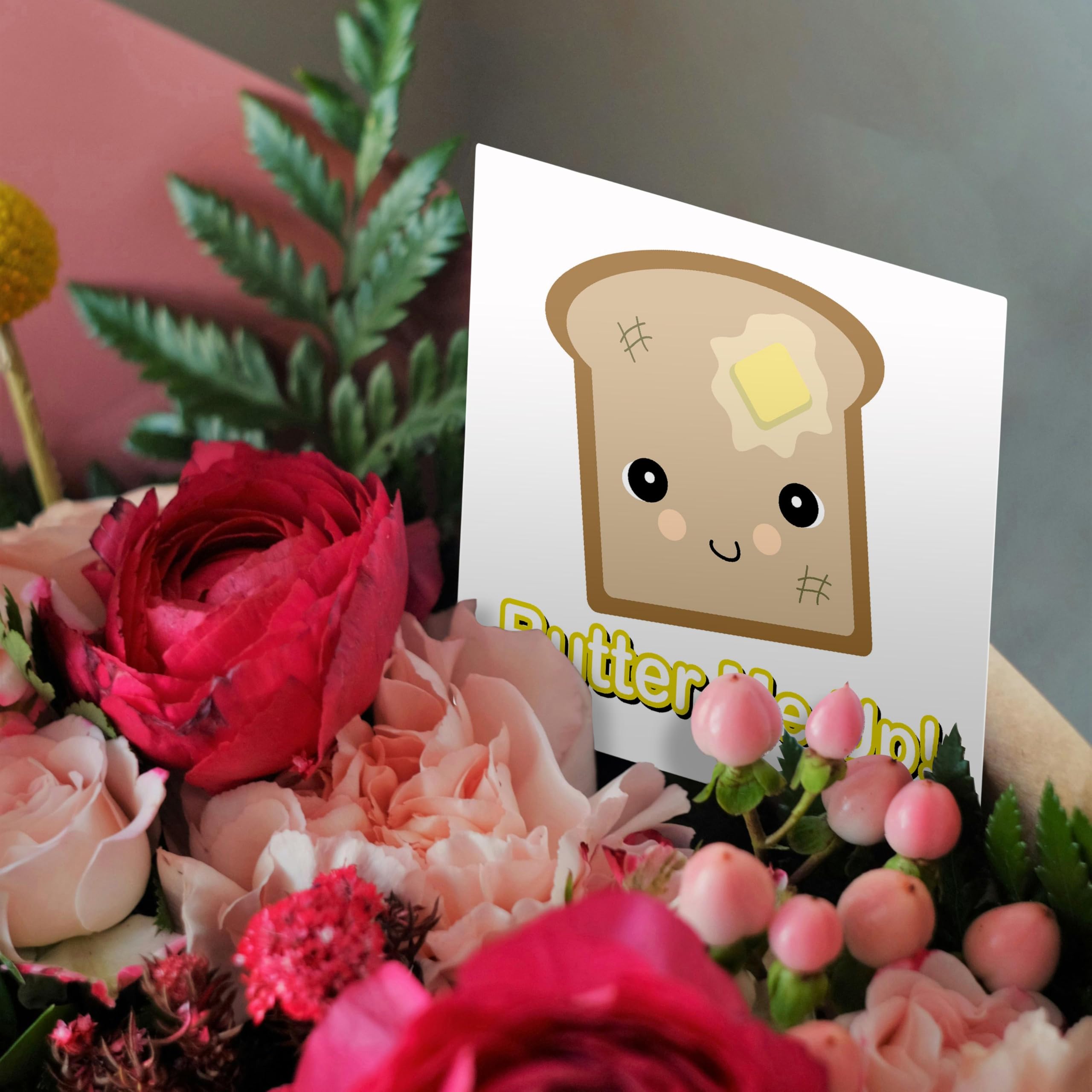 Greeting Card - Cute Kawaii Butter Me Up Toast Design - Perfect for Birthdays, Thank You Notes & Friendship Cards | Unique Kawaii Stationery for Collectors & Gift Lovers