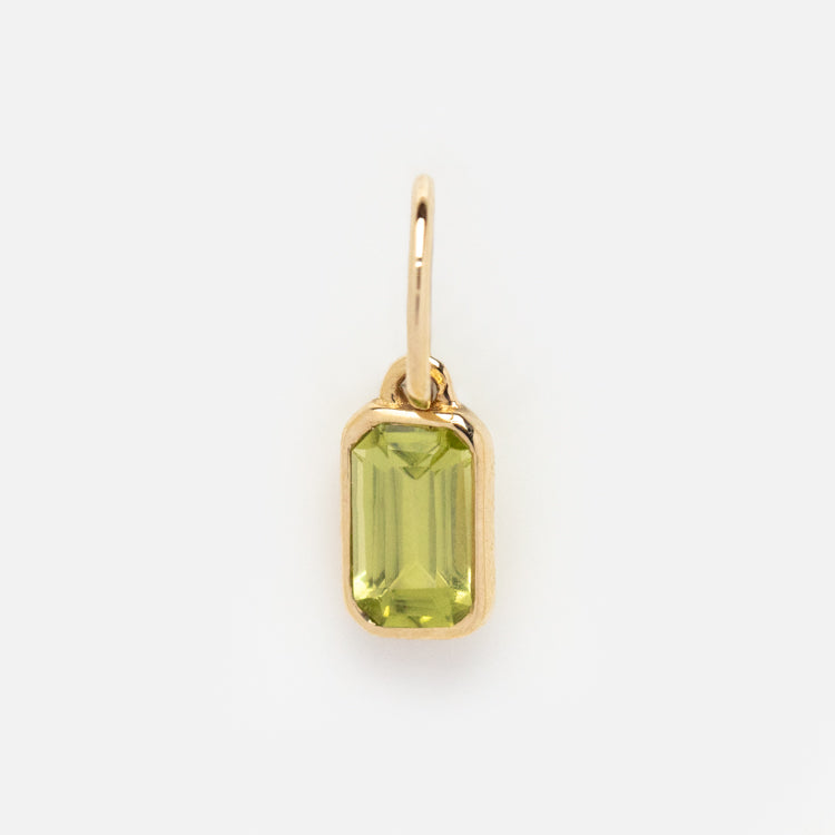 Solid Gold Birthstone Baguette Charm - Elegant Jewelry Gift for Women, Personalized Birth Month Pendant - Perfect for Anniversaries, Birthdays & Special Occasions