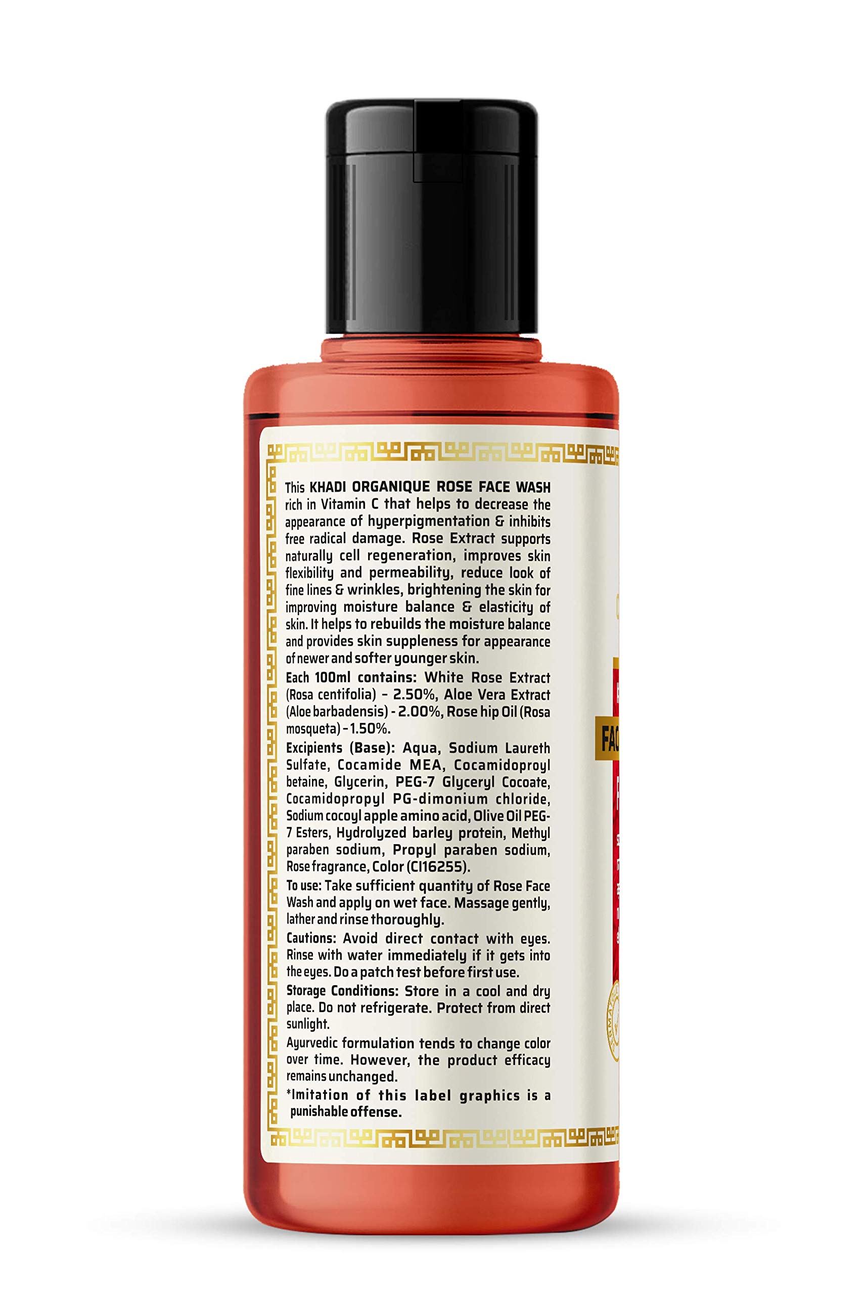 Khadi Organique Rose Face Wash - Natural & Organic Cleanser for Glowing Skin | Gentle Daily Use for Dry, Sensitive & Acne-Prone Skin | Perfect for Morning & Night Skincare Routine