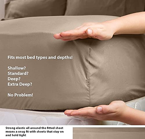 Luxury 6-Piece King Size Bed Sheet Set - 100% Egyptian Cotton, Hotel Quality (1 Flat Sheet, 1 Fitted Sheet with 13