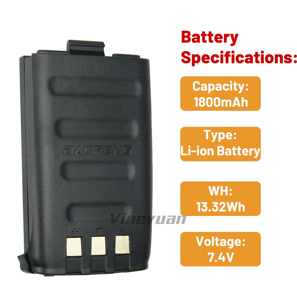 Replacement 7.4V 1800mAh Two Way Radio Battery for GT-3, GT-3TP, GT3, GT3TP, Mark-II, Mark-III - Compatible Walkie Talkie Battery for Outdoor Adventures, Construction Sites & Emergency Communication