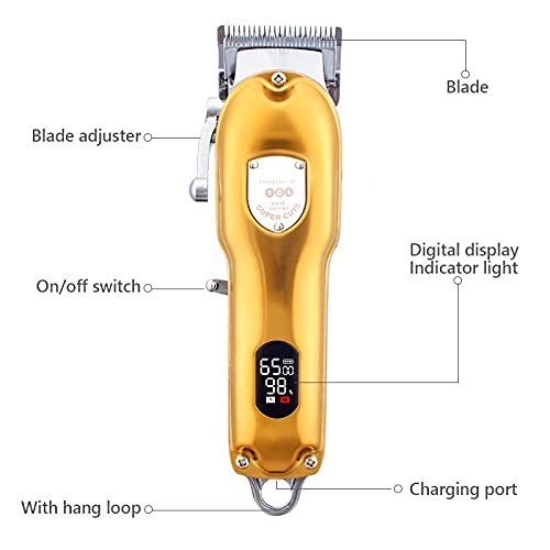 Professional Rechargeable Electric Hair Clipper & Beard Trimmer for Men - Low Noise Hair Cutting Machine with P93138-Silver-Box - Perfect for Home Barbering, Grooming, and Travel Use