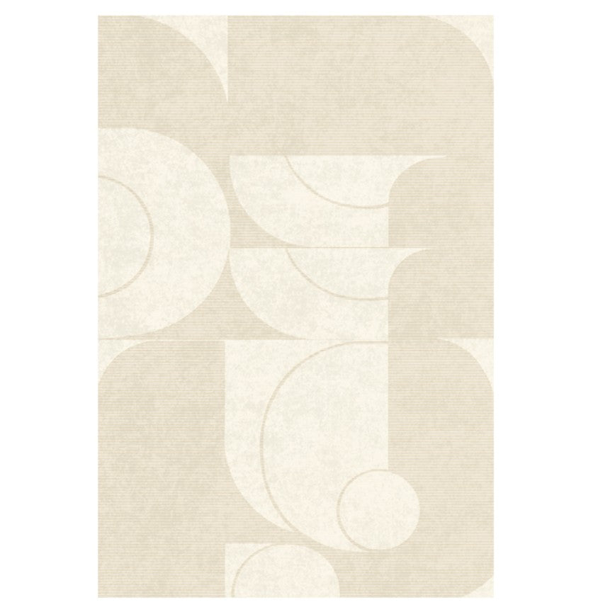 Abstract Contemporary Area Rugs - Soft Cream Modern Rug for Bedroom, Living Room, Office & Dining Room - Non-Slip Floor Mat Under Sofa - Home Decor & Interior Design Accent