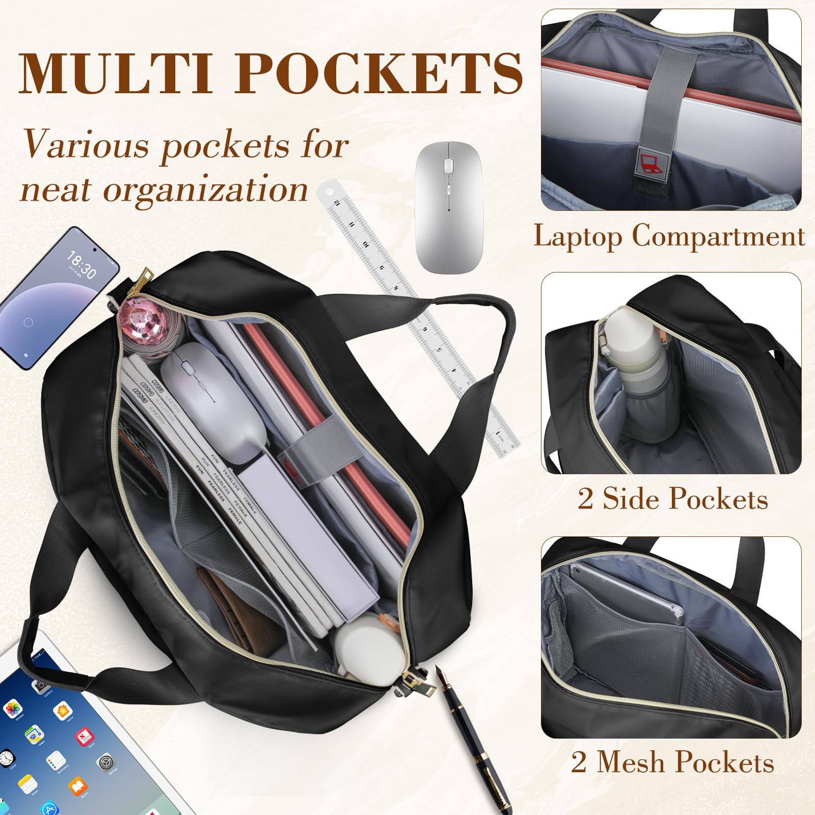 15.6 Inch Professional Laptop Bag for Women - Stylish Large Capacity Computer Briefcase with Shoulder Strap, Ideal for Business, Work, and Travel