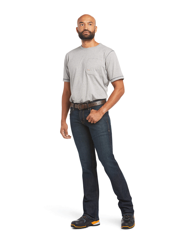 Ariat Men's Rebar M7 Slim DuraStretch Stackable Straight Leg Jeans - Blackstone Wash | Comfortable Work & Casual Denim Pants for Outdoor Activities and Everyday Wear