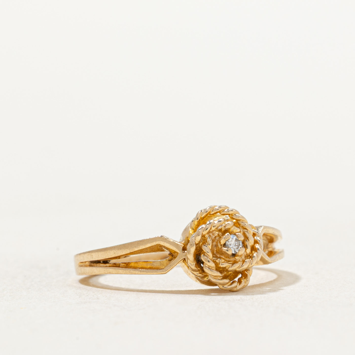 0.015ct Single Stone Diamond Flower Tapered Ring - Size 3.75 | Elegant Wedding Band, Anniversary Gift for Her, Perfect for Bridal Jewelry & Special Occasions