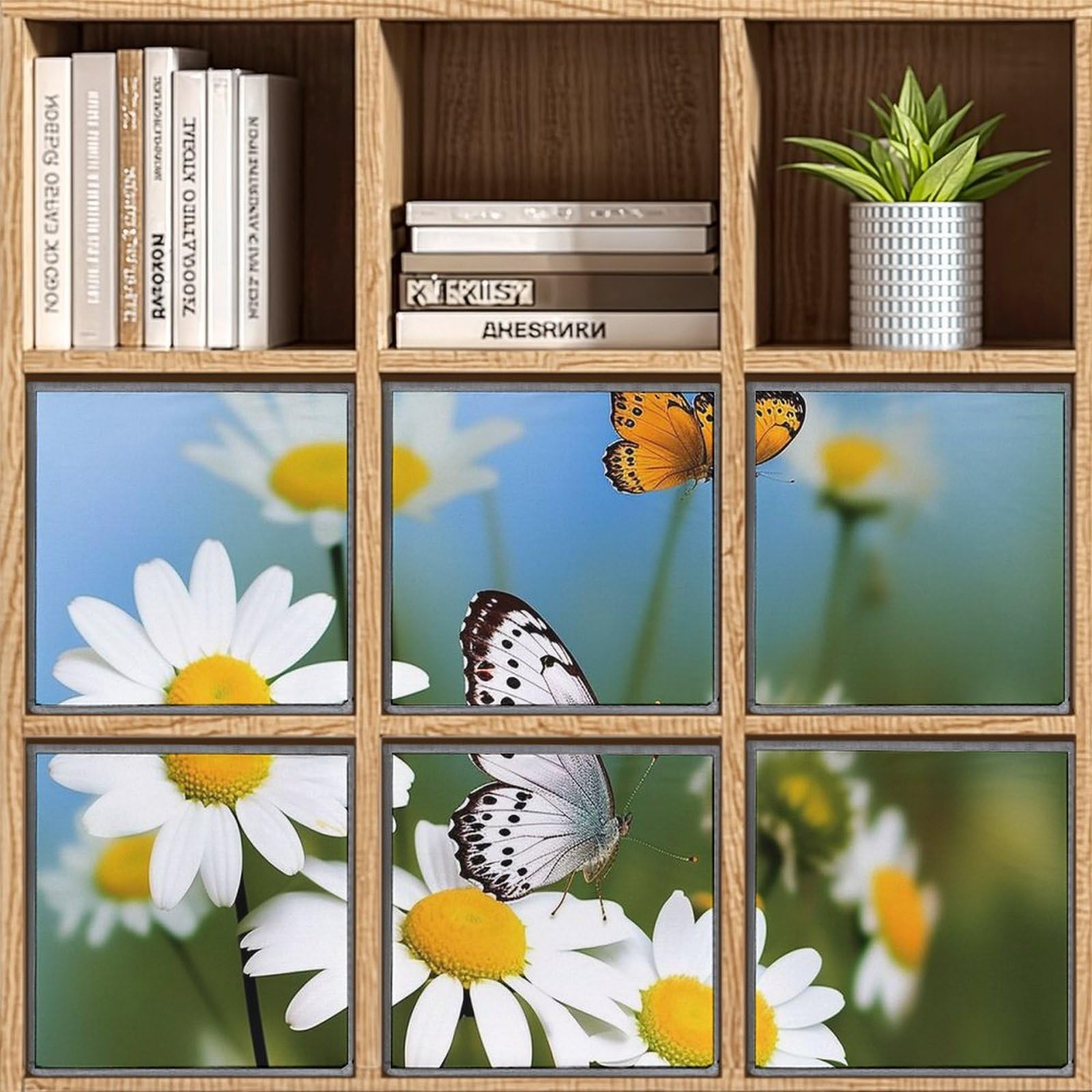 6-Pack Collapsible Butterfly Daisy Flower Storage Bins with Handles - Large Closet Organizer, Clothing Storage Boxes for Bedroom, Bathroom & Nursery Organization