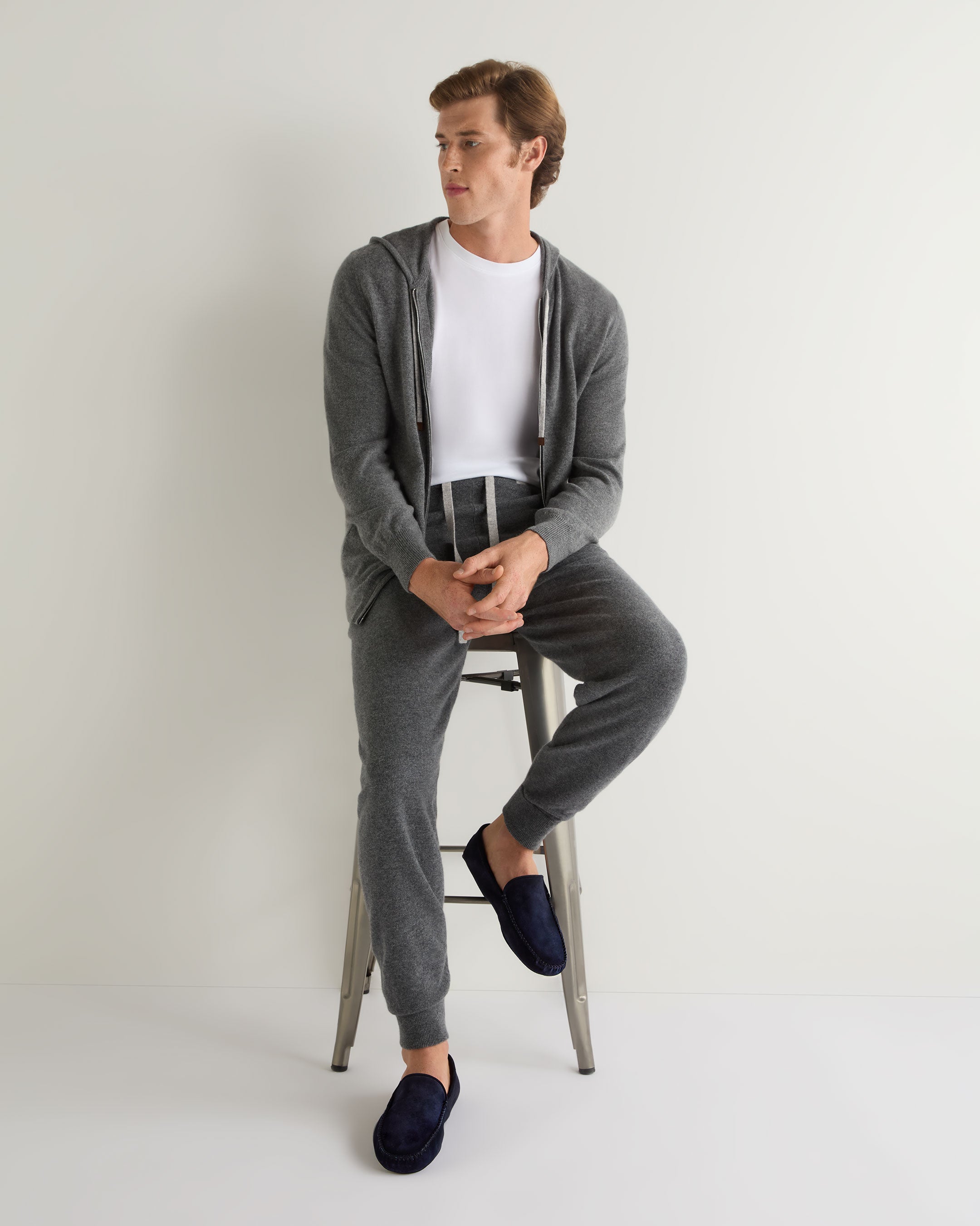 Premium Unisex Cashmere Slippers - Navy Blue Soft Indoor/Outdoor Moccasins for Men & Women - Perfect for Home, Lounge & Travel Comfort