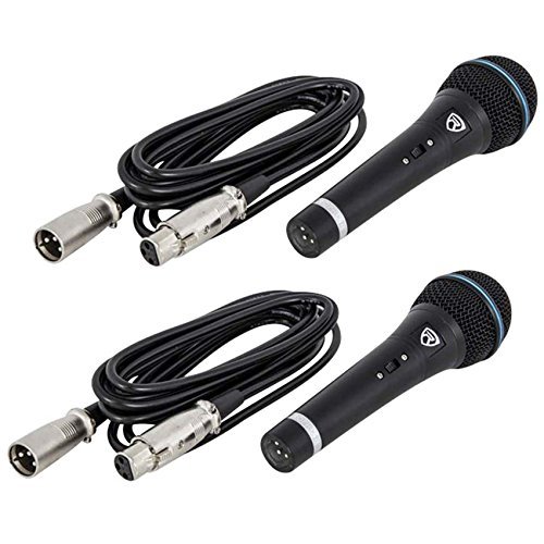 Rockville 2 RMC-XLR Dynamic Cardioid Professional Metal Microphones with XLR Cable - Ideal for Live Performances, Studio Recording & Podcasting
