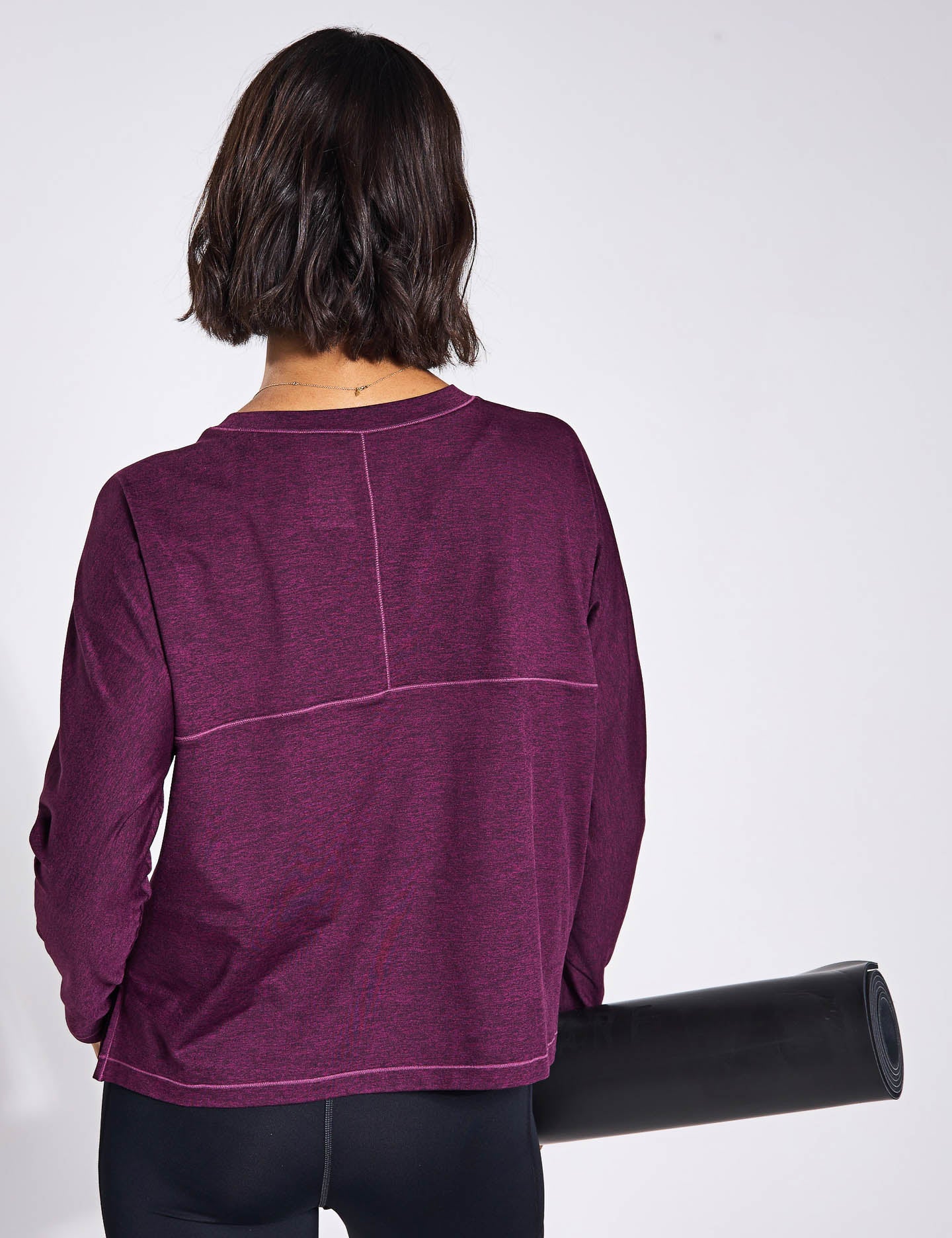 ReSet Women's Long Sleeve T-Shirt - Soft Plum Heather Cotton Blend Top for Casual Wear, Layering & Everyday Comfort