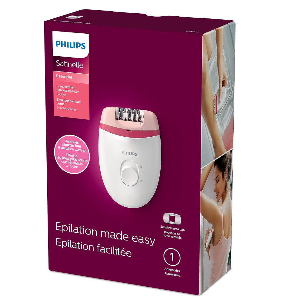 PHILIPS BRE235/04 Women's Epilator - Corded Compact Hair Remover for Smooth Skin | Perfect for Legs, Underarms & Bikini Line | Home & Travel Use