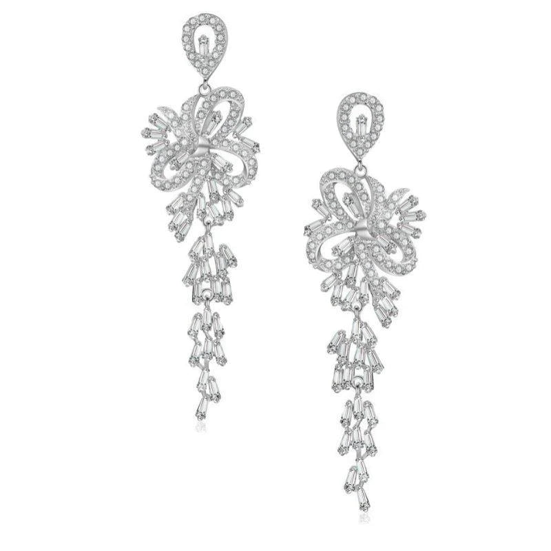 Vintage Inspired Crystal Drop Wedding Earrings for Brides - Elegant 1724 Design for Bridal Party, Prom & Special Occasions