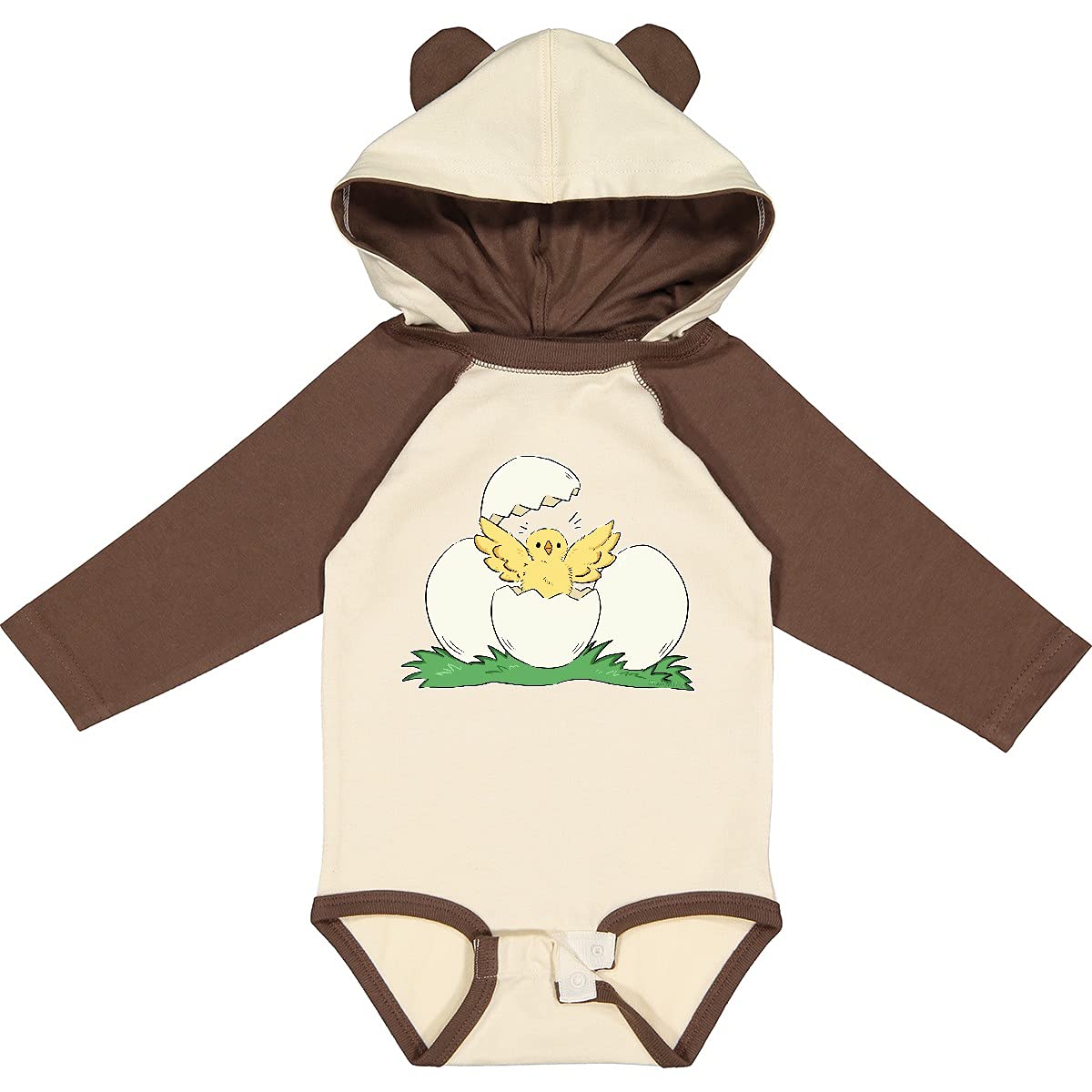 Inktastic Cute Chick Hatching from Egg Baby Long Sleeve Bodysuit - Soft Cotton Onesie for Newborns & Infants - Perfect for Easter, Spring Outfits & Photo Shoots