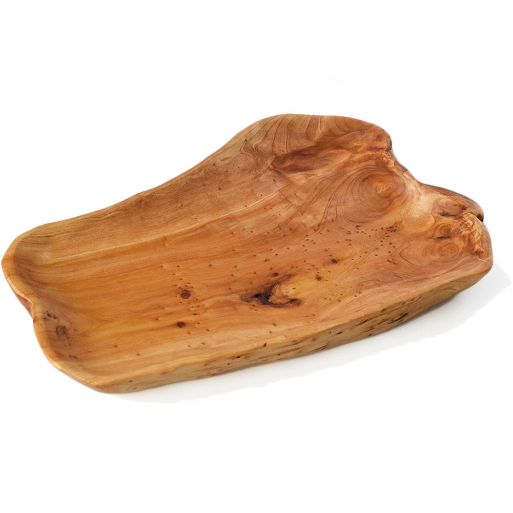 Hand Carved Root Wood Serving Tray - 13-15 Inch Party Platter for Sandwiches, Appetizers & Jewelry Display | Vintage Wooden Dish for Entertaining, Weddings & Home Decor