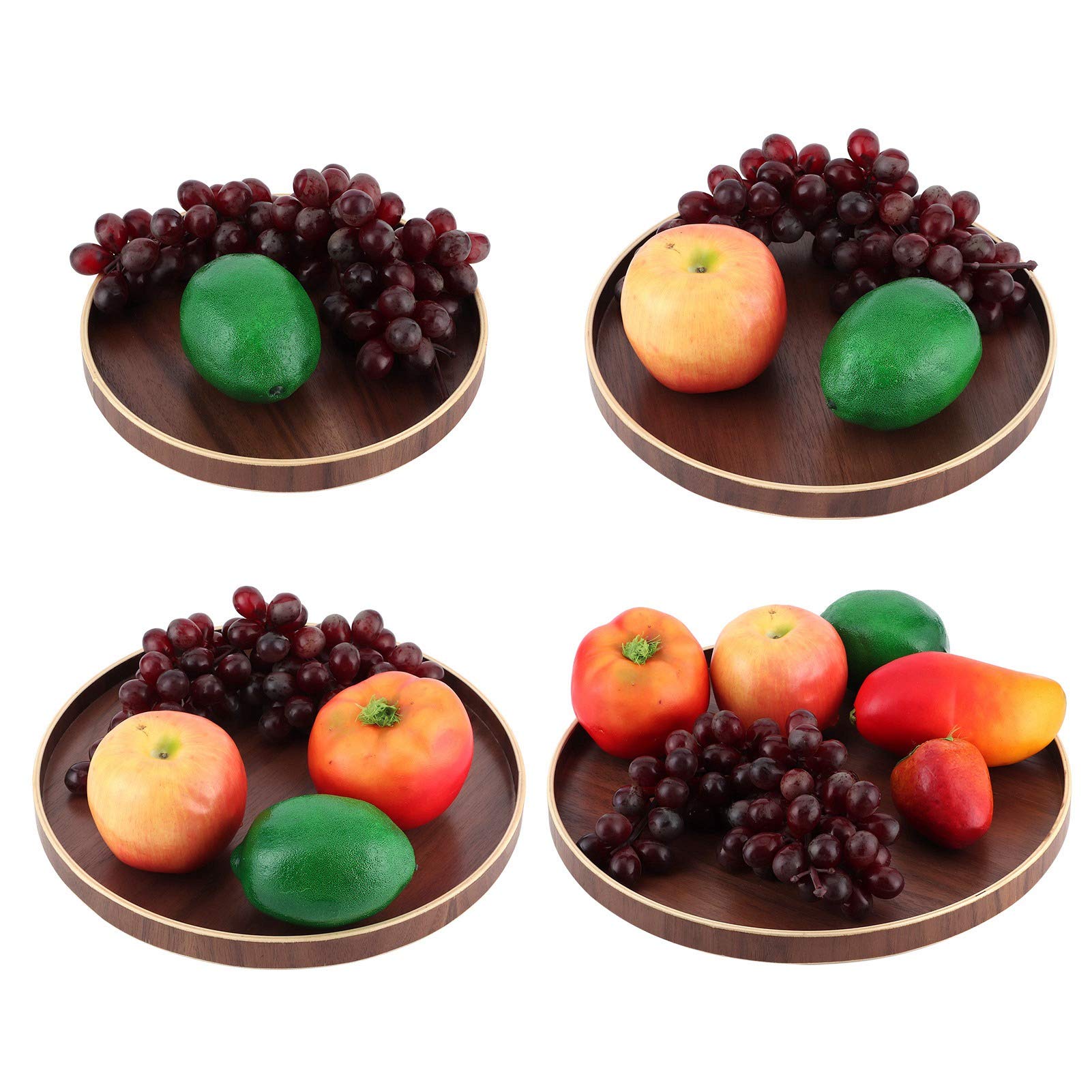 Agatige 12-Inch Round Wooden Serving Tray - Japanese Style Coffee Table Tray for Tea, Coffee, Breakfast & Snacks - Perfect for Ottoman Serving, Dining Room Decor & Gift Giving (30cm)