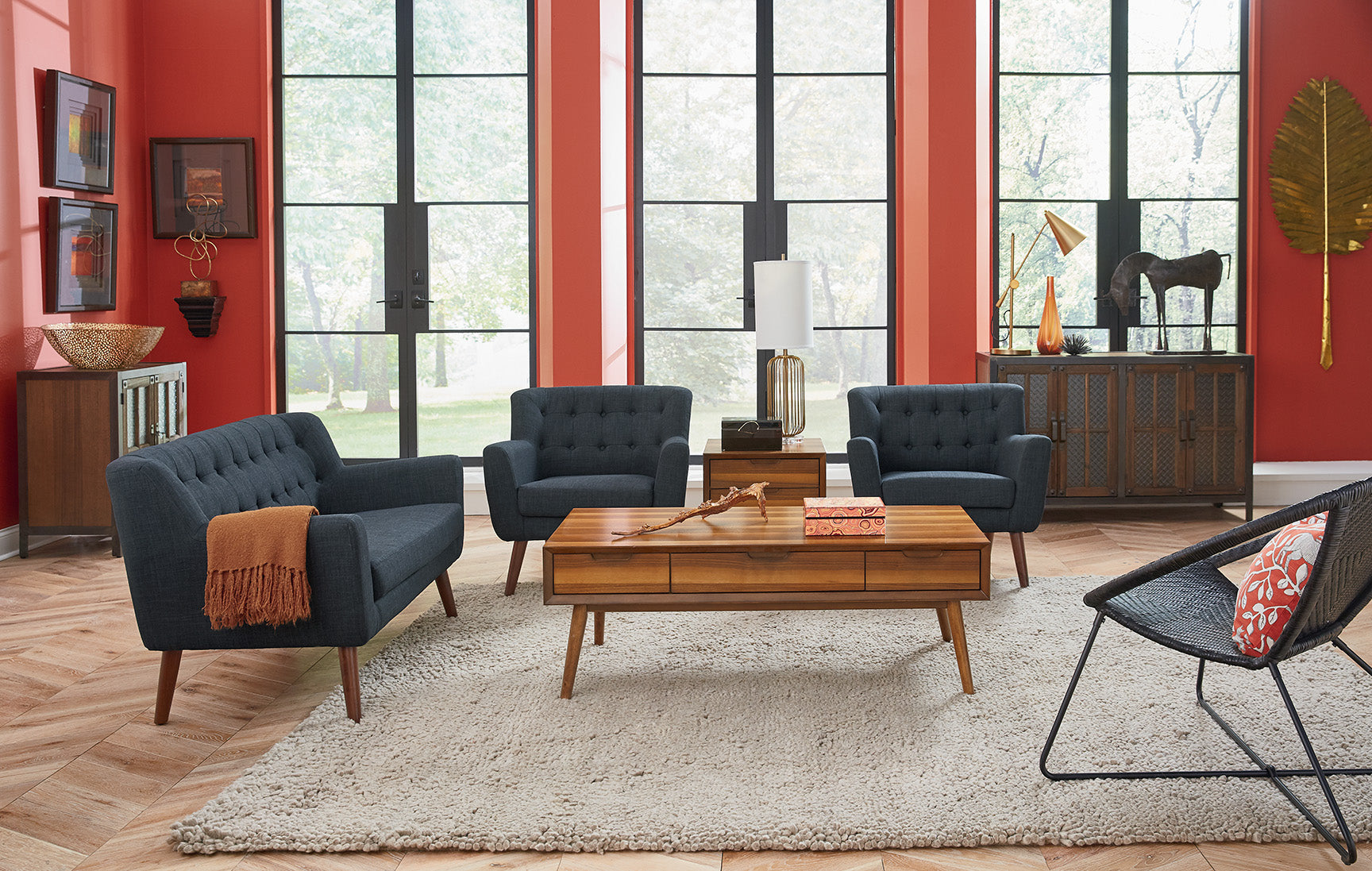 Office Star Mill Lane Chair and Loveseat Set [MLL3] - Modern Home Office Furniture for Comfortable Seating & Relaxation - Perfect for Living Room, Study or Workspace