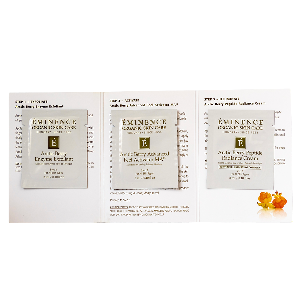 Eminence Organics Arctic Berry Peel & Peptide Illuminating System - Brightening Facial Treatment for Glowing Skin | Perfect for Anti-Aging & Dull Skin Care Routine