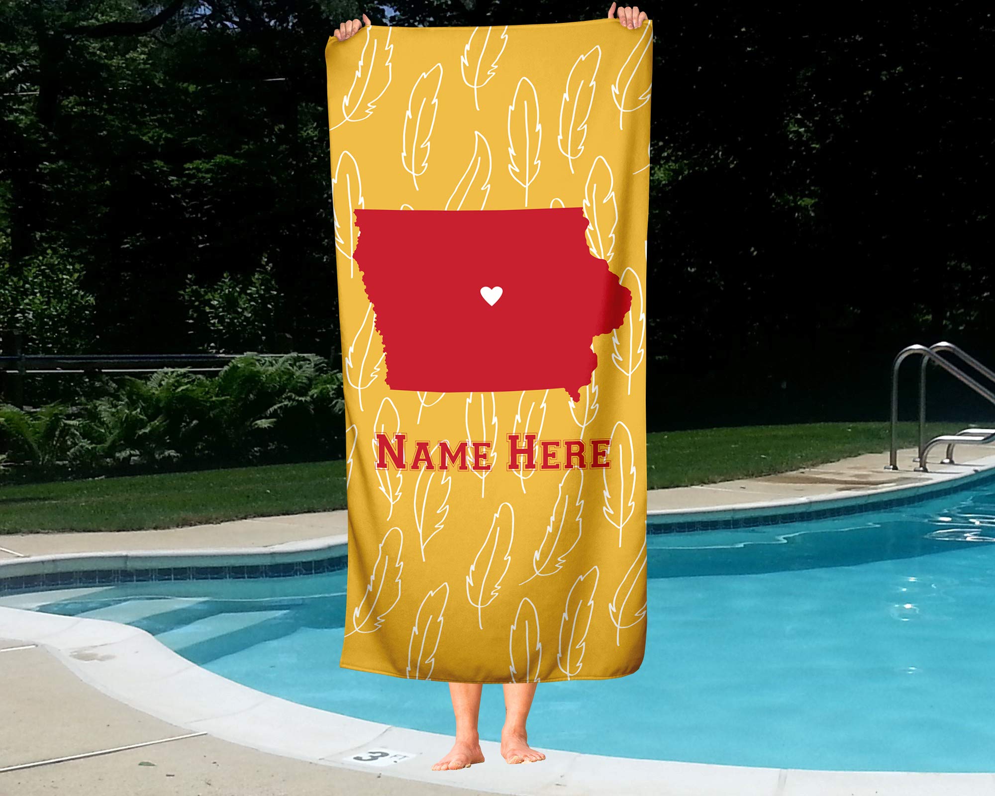 Custom Iowa State Pride Beach & Bath Towel - Personalized Medium & Large Towels for Adults, Kids, College Football & Basketball Fans - Perfect for Gameday, Beach Trips, Poolside Lounging & Home Decor