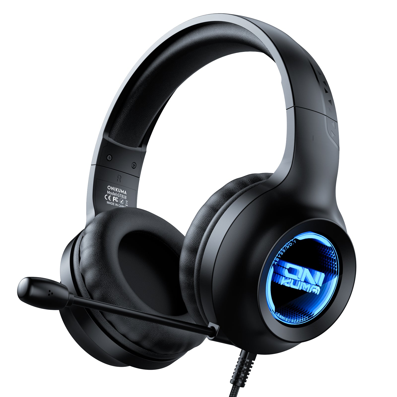 ONIKUMA X36 Gaming Headset with Abyss Flow LED Lights - Comfortable Over-Ear Design & Crystal Clear Sound for PC, PS4, Xbox - Perfect for FPS, Streaming & Late Night Gaming Sessions