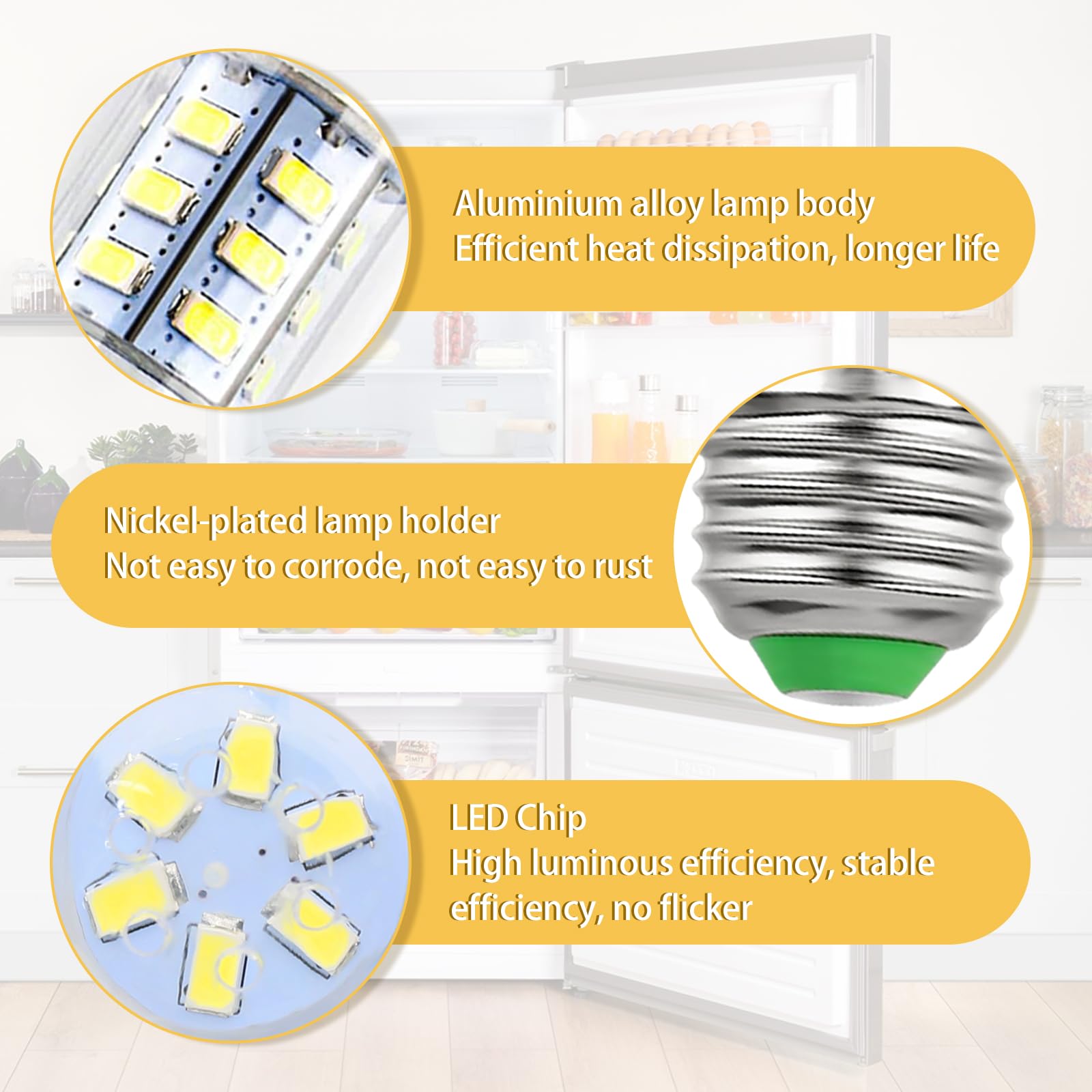Electrolux Kenmore Frigidaire Refrigerator Light Bulb Replacement - 3.5W D34L Kei Bulb (2 Pack) 110V-130V AC - Compatible with PS12364857 & AP6278388 - Perfect for Kitchen Appliances and Home Refrigeration