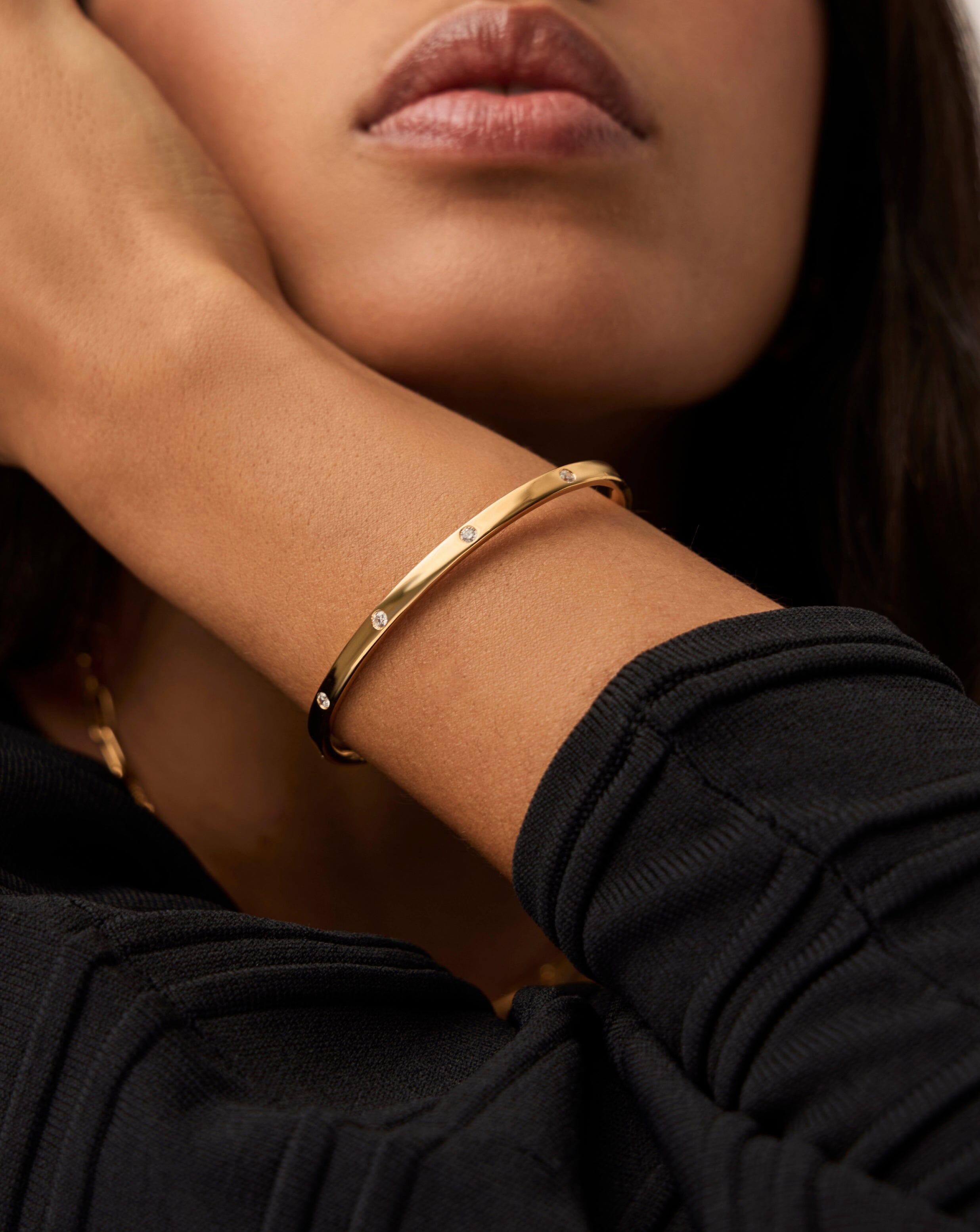 Interstellar Hinged Bangle Bracelet - 18k Gold Vermeil & Cubic Zirconia Jewelry for Women - Perfect for Weddings, Parties & Everyday Elegance