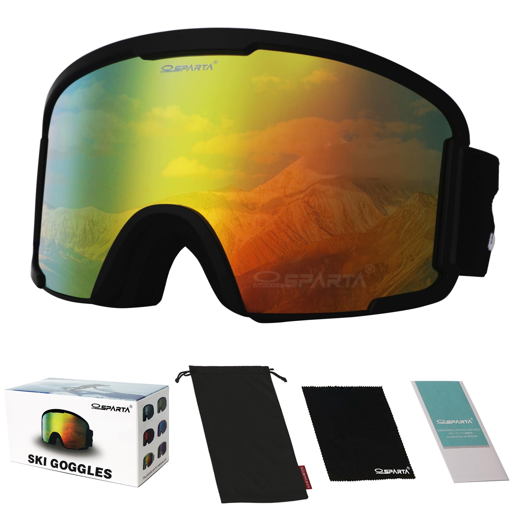 OTG Ski Goggles for Men, Women & Youth - Over Glasses Snowboard Goggles with 100% UV Protection & Anti-Glare Lens - Perfect for Skiing, Snowboarding & Winter Sports