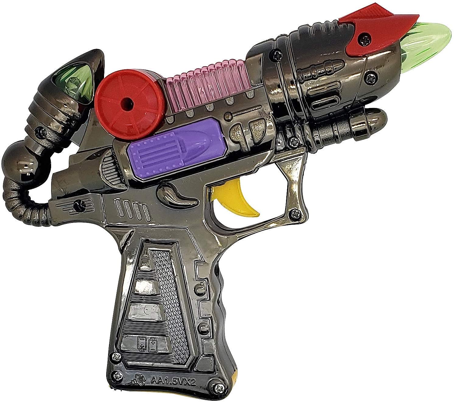 Shiny Metallic Light Up & Sound Blaster (7-inch) Galaxy Alien Ranger Toy Gun with Batteries - 2 Pack | Space Adventure Role Play, Cosplay Prop, Kids Birthday Gift
