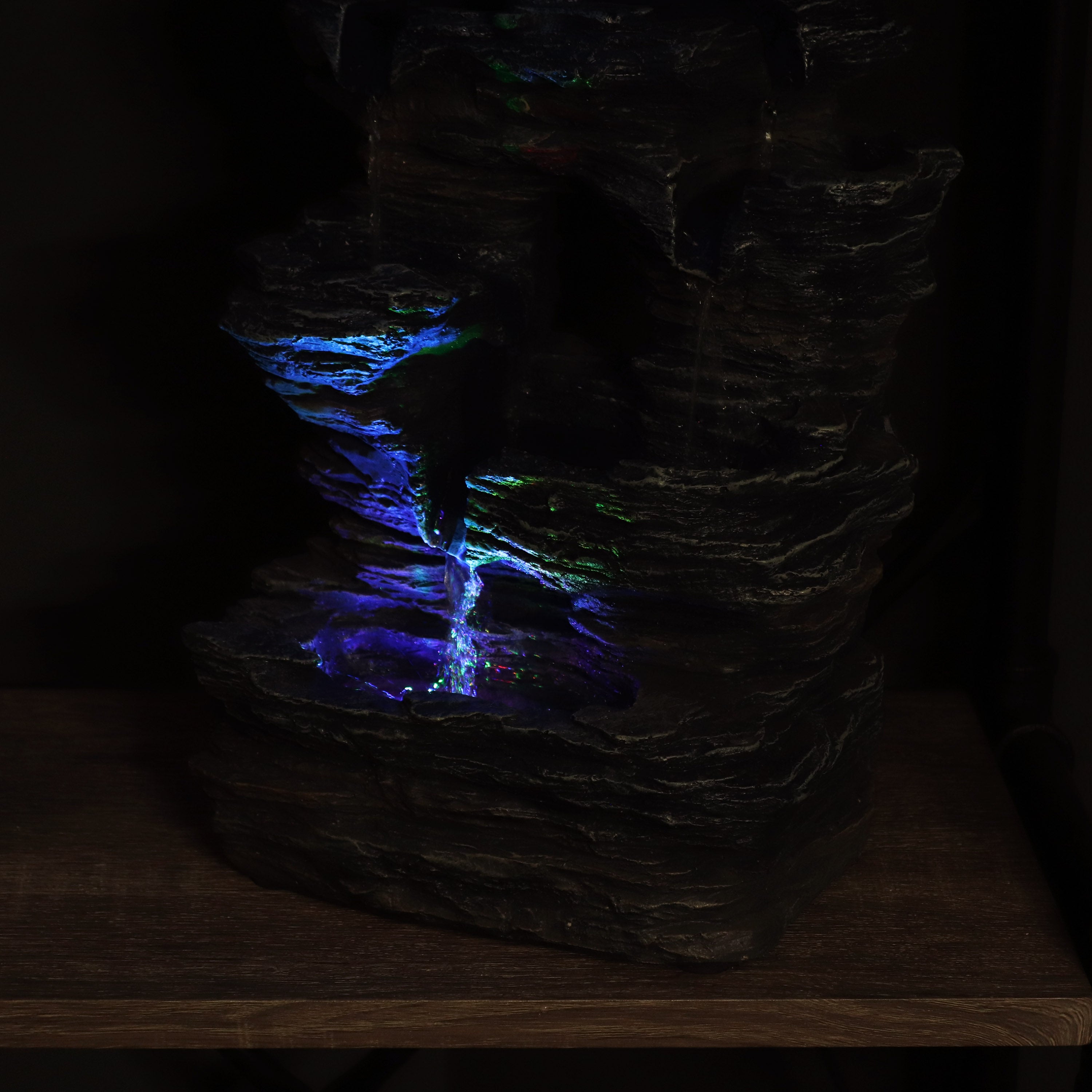 Sunnydaze 5-Stream Rock Cavern Indoor Tabletop Fountain with LED Lights - Relaxing Zen Water Feature for Home, Office & Meditation Spaces