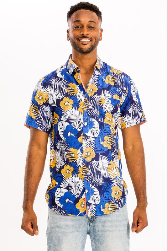 Hawaiian Shirt for Men & Women - Tropical Floral Print Short Sleeve Button Up Shirt | Perfect for Beach Vacation, Summer Party & Casual Wear