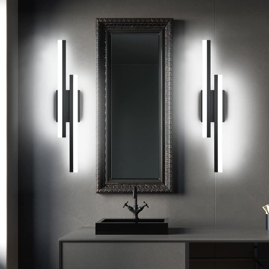PRESDE 24 Inch Dimmable Modern LED Bathroom Vanity Light Fixture - Black Vanity Light Bar with Adjustable Brightness (6000K Cool White) - Perfect for Bathroom Mirror Lighting, Makeup Vanity, and Modern Home Decor