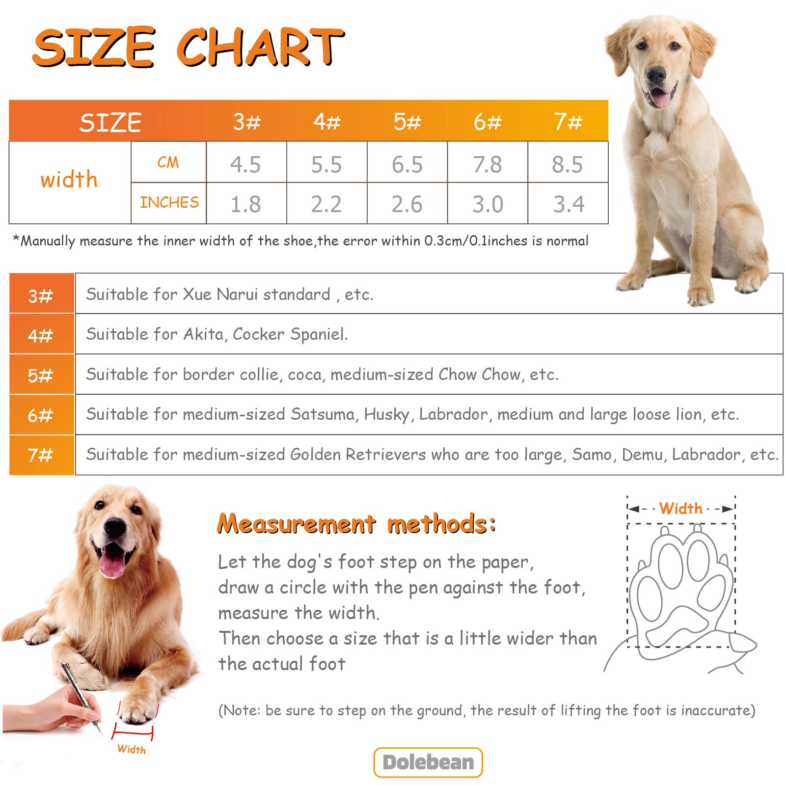 Waterproof Dog Boots for Winter & Snow - Paw Protectors for Large & Medium Dogs - Hiking & Outdoor Adventure - Orange (Set of 3) - Perfect for Snowy Walks, Hiking Trails, and Cold Weather Protection